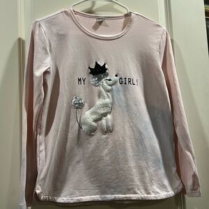 Kuyee Bear poodle dog My Girl applique top pink w/ blue hint kids size 14 (160)
